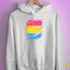 Pansexual Pride Flag Ripped Reveal Hoodie - White